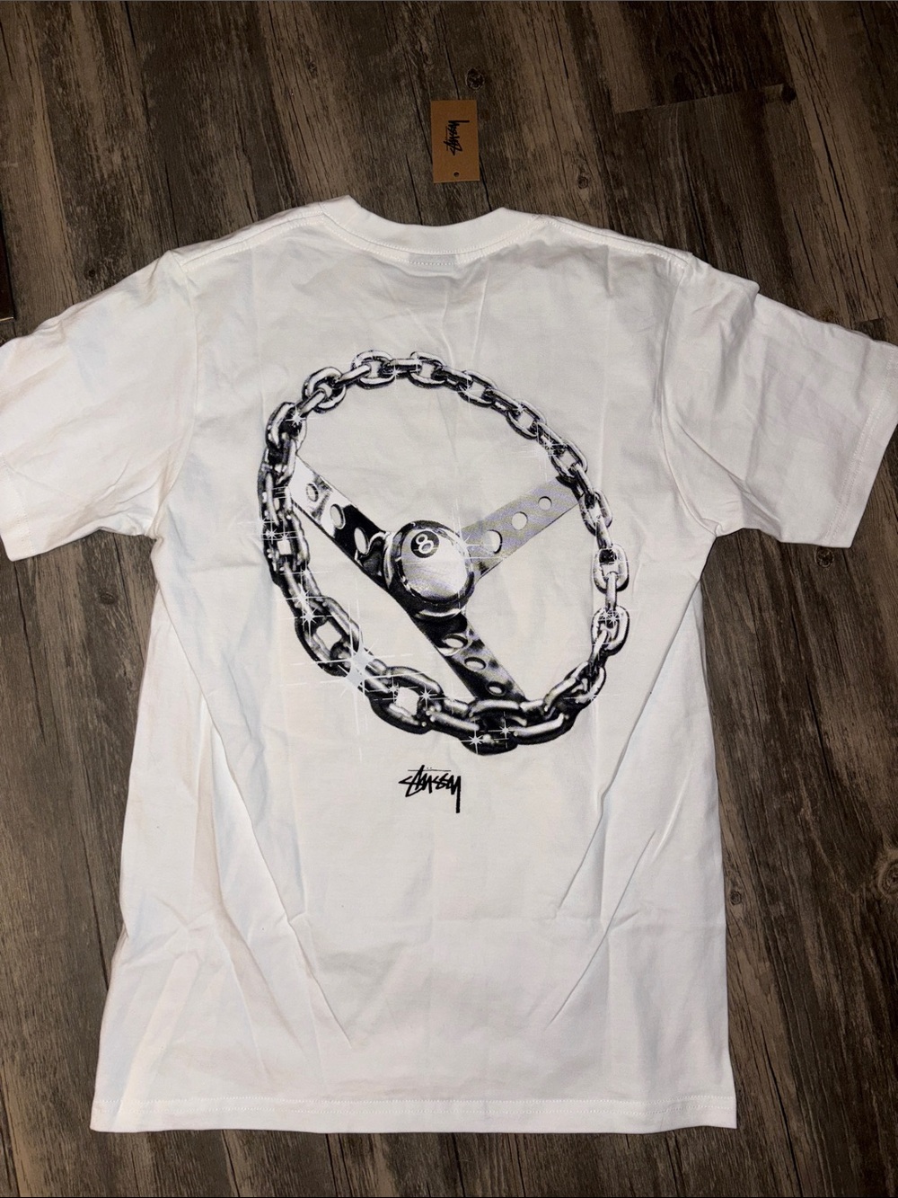 Stussy White Tee men’s small  with set of socks - NWT